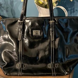 Vintage Dooney and Burke Black Patent Leather Tote Bag